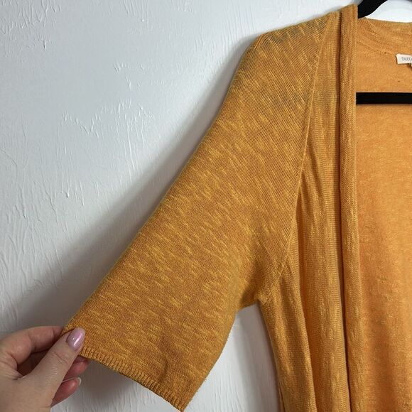 Eileen Fisher Linen Cotton Blend Short Sleeve Open Front Cardigan Duster Size M - Picture 2 of 8